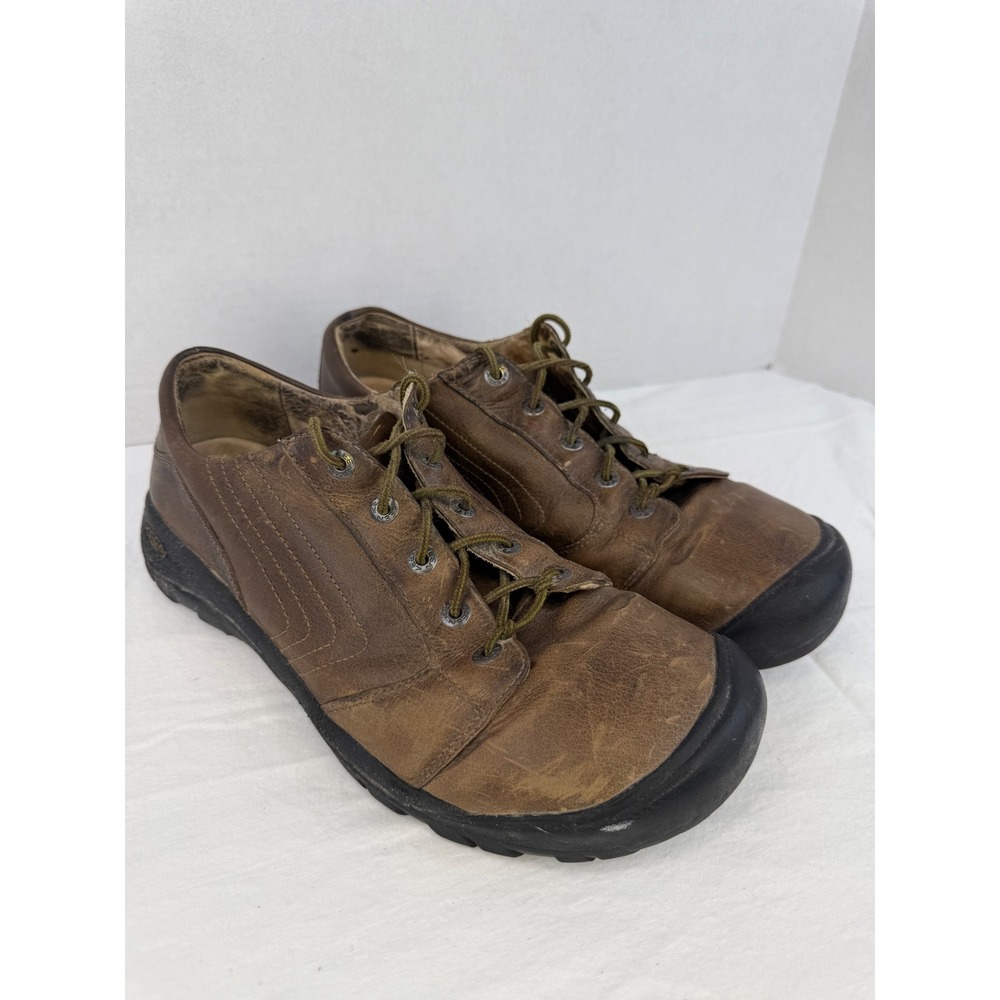 Keen Presidio Brown Leather Walking Shoes Mens 12‎ Low Top Oxfords 13008-SHTK